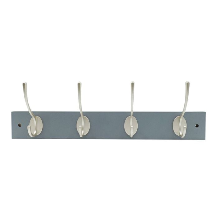 Adoored 4 Double Silver Hook Grey Board Deco Hook Rack