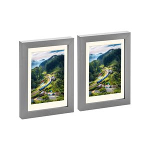 Nicola Spring Photo Frames with 4" x 6" Mount - 5" x 7" - Grey - Pack of 2