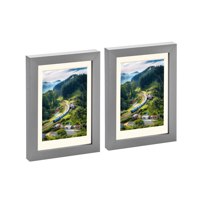 Nicola Spring Photo Frames with 4" x 6" Mount - 5" x 7" - Grey - Pack of 2