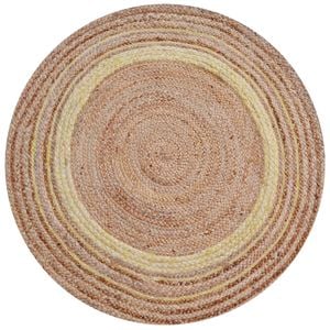 Tribal Round Jute Rug-Ripple 1108-Natural/Ivory-100x100cm