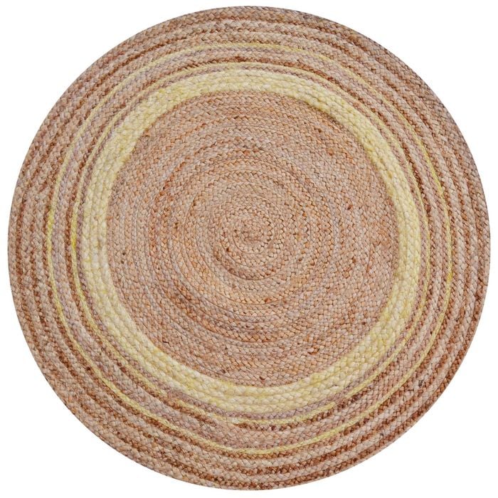 Tribal Round Jute Rug-Ripple 1108-Natural/Ivory-100x100cm