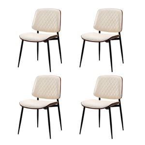 Oikiture Set of 4 Dining Chairs Retro Faux Leather White