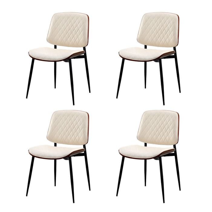 Oikiture Set of 4 Dining Chairs Retro Faux Leather White