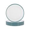 Argon Tableware 20cm Enamel Side Plates - Green Rim - Set Of 6 - 8inch Small Dish Plates Metal Enamel Tableware Dinner Set