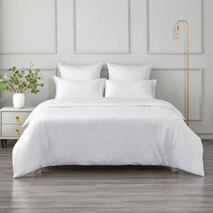 Dreamaker Matte satin quilt Cover Set White - Queen Bed