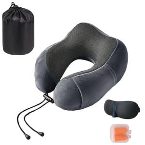 Catzon Travel Neck Pillow Premium Memory Foam-Dark Grey