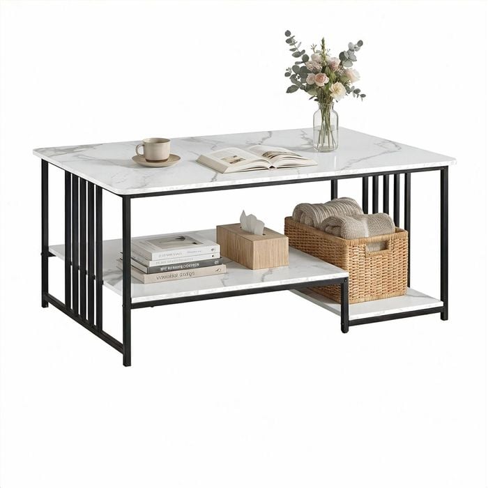 Artiss Coffee Table 100cm Marble Finish