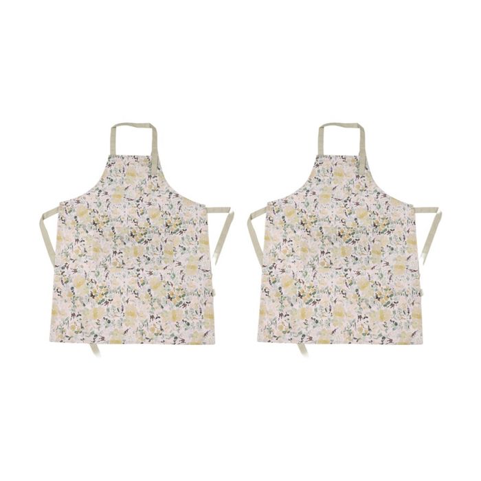 2PK Bas Phillips Printed Linen Looks Kitchen Apron Cotton Green Wonderland