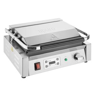 Apuro Large Contact Grill Flat Plates With Timer 480x435x215mm Commercial Kitchen Cooking Equipment