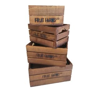 4pc Esschert Design Wooden Storage Crates Garden Outdoor Organiser
