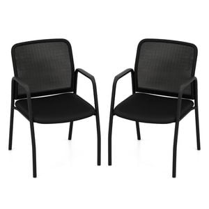 Costway 2pcs Meeting Room Conference Mesh Chairs Padded Armchair Black