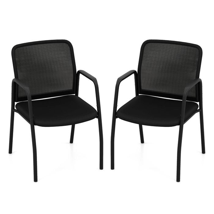 Costway 2pcs Meeting Room Conference Mesh Chairs Padded Armchair Black