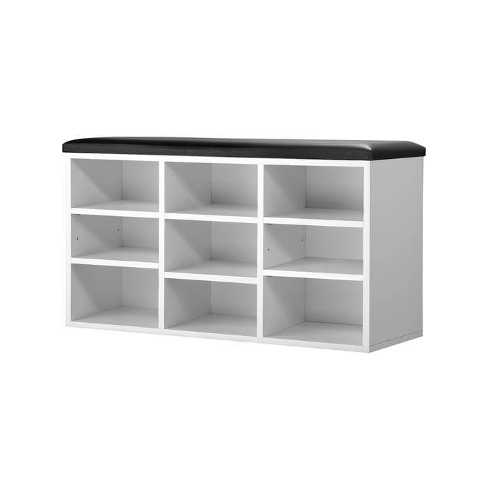 Oikiture Shoe Cabinet Bench Organiser Shoe Rack Storage Pu Padded Seat Shelf