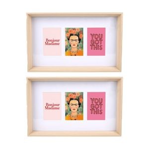 2PK Gibson Gifts Natural Ash 3 Photo Collage Home Decor Frames Rectangular