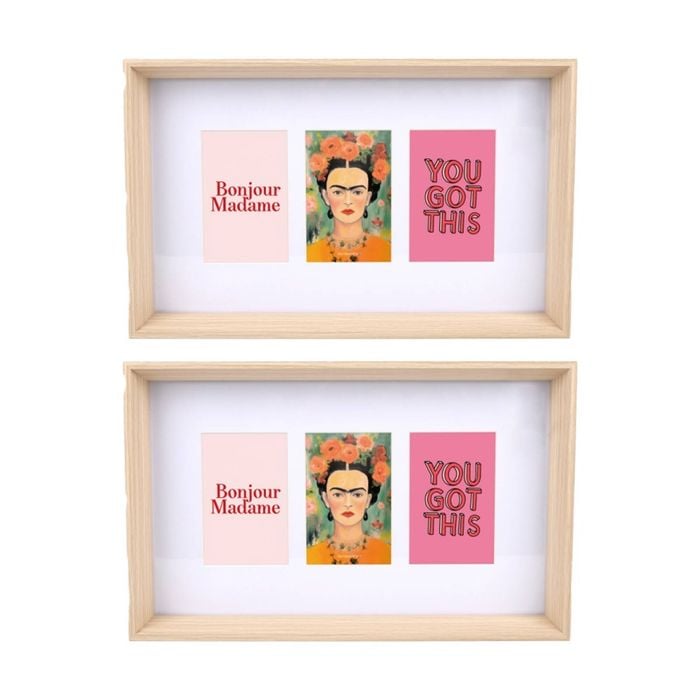 2PK Gibson Gifts Natural Ash 3 Photo Collage Home Decor Frames Rectangular