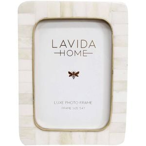 LVD 5x7 Photo Frame Bone Picture Display Home Decor White