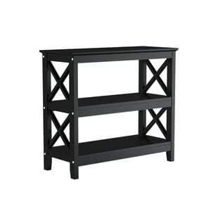 Oikiture Hall Console Table Two Open Shelves Black