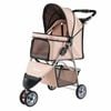 Costway 3Wheel Pet Stroller 15KG Travel Dog Cat Folding Waterproof Beige