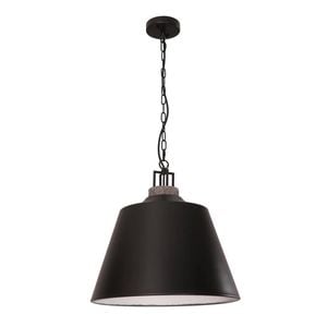 Cla Lighting Cloche Interior Bell Shape Metal Pendant Light With Black Shade And Grey Travertine Highlight