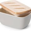 DOWAN Ceramic Butter Dish with Lid - Holds 3 Sticks, 16.5cm - Gray