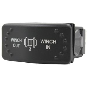 Switch Boss Red LED Laser Etched Rocker Switch (Horizontal) - Winch In/Winch Out [Text] (Momentary)