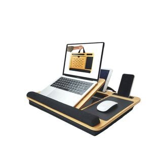 CARLA HOME Bamboo Laptop Lap Desk with Cushion, Angle Adjustable and Sleeve Case Bag for Office and Home (Black)