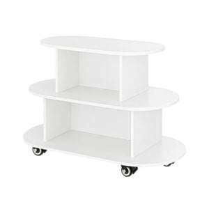 Lauft Rotating 3-Tier Display Shelf Oval Organizer Rack Lockable Wheels