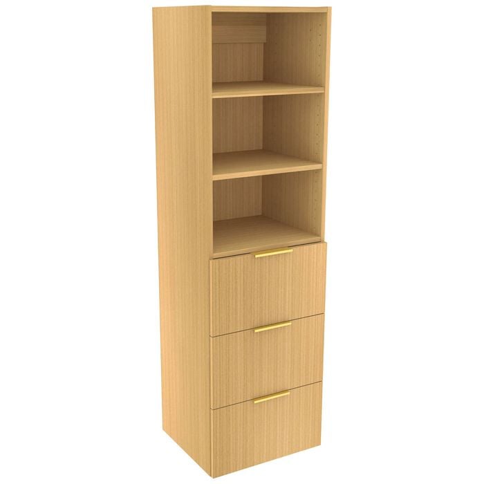 Lugna 1536 x 450 x 380mm Sand Ready To Assemble Robe Insert 2 Shelf 3 Drawer Unit