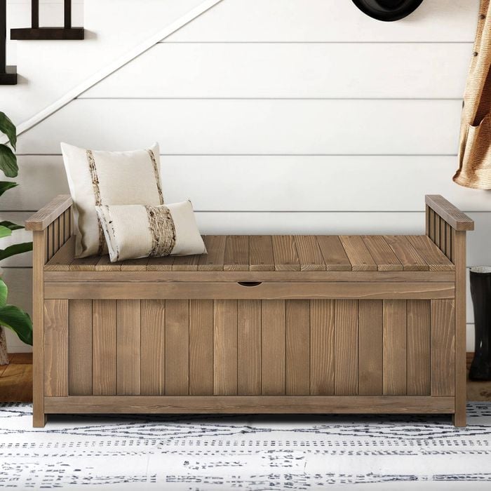 ALFORDSON Storage Bench Wooden Entryway Chest Rustic Brown L Size