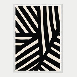 Galrie Striking Bold Black and White Abstract Art Print for Modern Decor, White Frame, A0 84 x 119cm (33 x 47inch)