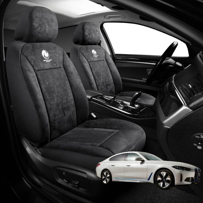 Australian Goose Edition Front Seat Covers for BMW i4 Gran coupe 2022 - Current (G26) - Suede, Universal Fit - Black