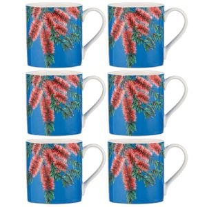 6PK Ashdene Native Flora Bottle Brush Fine Bone China Mug