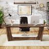 OAKORY 180cm Executive Office Desk with Solid Pedestal Base Rustic Brown Finish