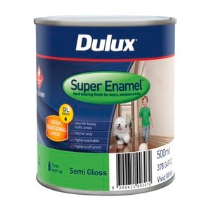 Dulux 500mL Super Enamel Paint Semi Gloss Vivid White