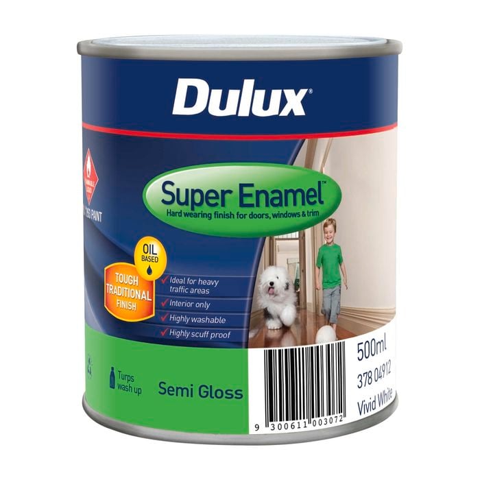 Dulux 500mL Super Enamel Paint Semi Gloss Vivid White