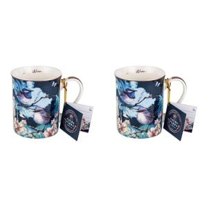2x Australian Flora Blue Wren 360ml Coffee Mug New Bone China Drink Cup w/Handle