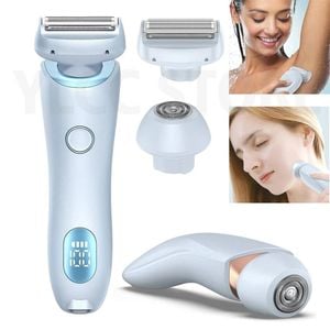 NNEOBA 2-in-1 Electric Razor for Women Painless Bikini Trimmer & Hair Remover Blue