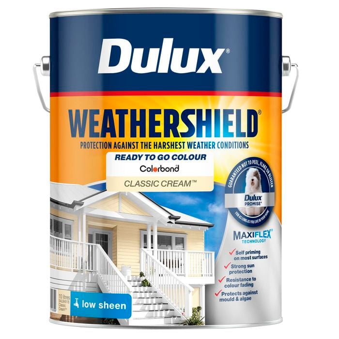 Dulux 10L Classic Cream Low Sheen Weathershield Exterior Paint