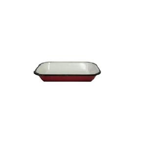 Urban Style Enamelware 14cm Pickle Tray Rectangle Food Bowl w/ Black Rim Red