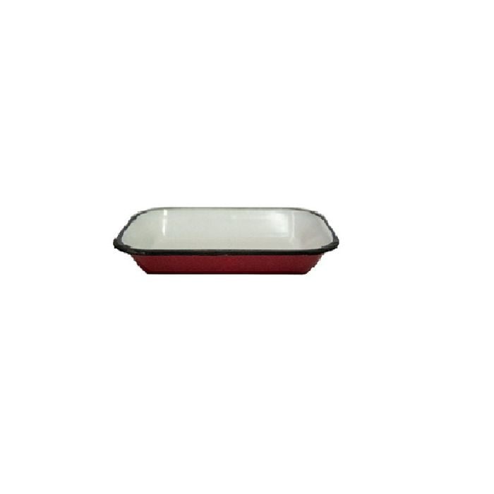 Urban Style Enamelware 14cm Pickle Tray Rectangle Food Bowl w/ Black Rim Red