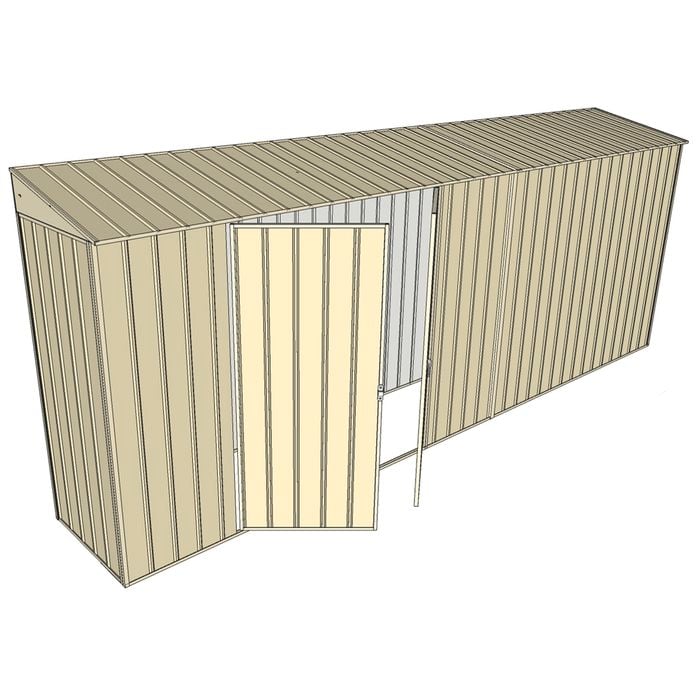 Build-a-Shed 0.8 x 5.2 x 2m Skillion Shed with Double Hinged Side Doors - Cream