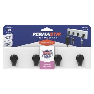 Permastik Black And White Heritage Key Rack With 4 Hooks