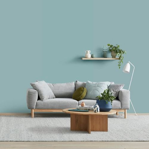 Living room with Duck Egg Blue wall.