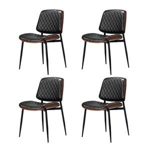 Oikiture Set of 4 Dining Chairs Retro Faux Leather Black
