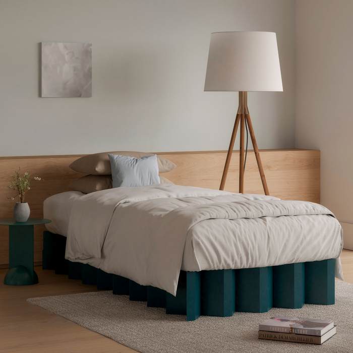 Yona Fold Out Cardboard Bed Base Frame - Forest Green King Single - Bunnings Australia