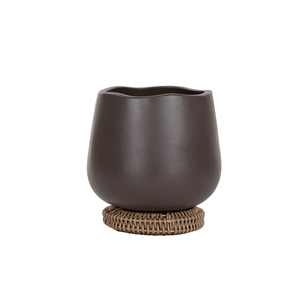 Astin Sinclair 180 x 180 mm Brown Wavy Rim With Poly Rattan Base Pot