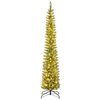 Costway 2.1M Artificial Christmas Tree Pre-lit Pencil Xmas Tree w/499 Tips Home Office Party