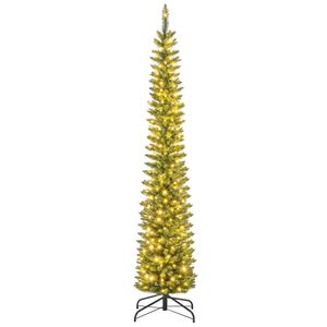 Costway 2.1M Artificial Christmas Tree Pre-lit Pencil Xmas Tree w/499 Tips Home Office Party