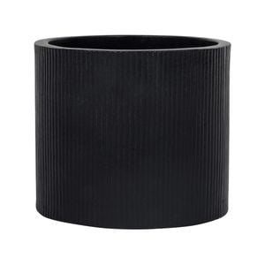220 x 250mm Black Large Round Linear Ceramic Pot
