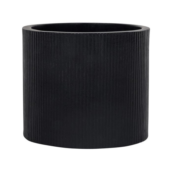 220 x 250mm Black Large Round Linear Ceramic Pot